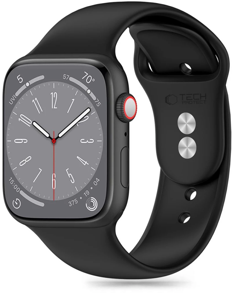 Tech-Protect Silicone Strap for Apple Watch 4 / 5 / 6 / 7 / 8 / 9 / SE / Ultra 1 / 2 (42 / 44 / 45 / 49 mm) - Black