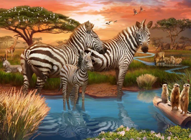 Ravensburger - Puzzle Zebras In Sunset 500p (12000365) / Toys
