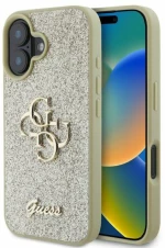Guess Fixed Glitter Big 4G iPhone 16 Case - Gold