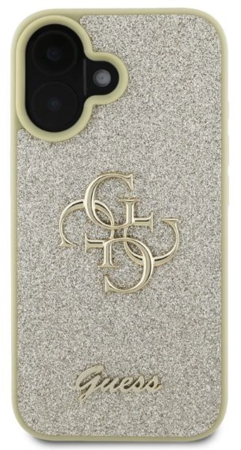 Guess Fixed Glitter Big 4G iPhone 16 Case - Gold