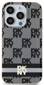 DKNY IML Checkered Mono Pattern & Printed Stripes MagSafe Case for iPhone 15 Plus / 14 Plus - Black