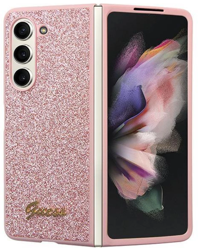 Guess Glitter Script case for Samsung Galaxy Z Fold 5 - pink