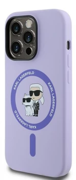 Karl Lagerfeld HC MagSafe Silicone Karl&Choupette Heads Ring Case for iPhone 14 Pro - Purple