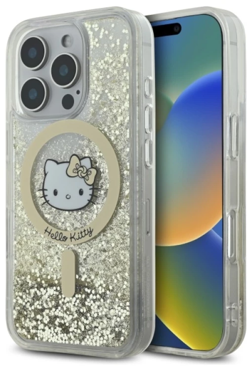 Hello Kitty HKHMP16XLGDIH iPhone 16 Pro Max 6.9" white gold hardcase Liquid Glitter Fever MagSafe