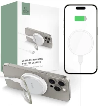 Tech-Protect QI15W-A33 inductive charger with MagSafe and stand with USB-A / USB-C cable - white