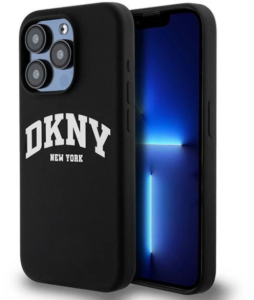 DKNY Liquid Silicone White Printed Logo MagSafe Case for iPhone 13 Pro / 13 - Black