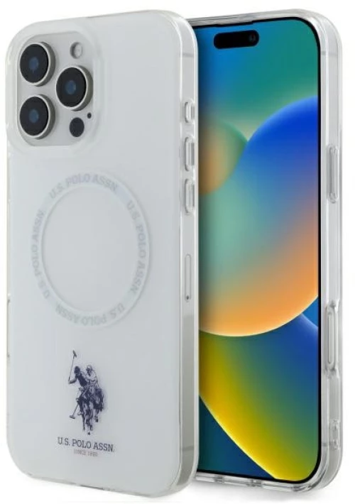 US Polo IML Ring MagSafe Case for iPhone 16 Pro Max - White