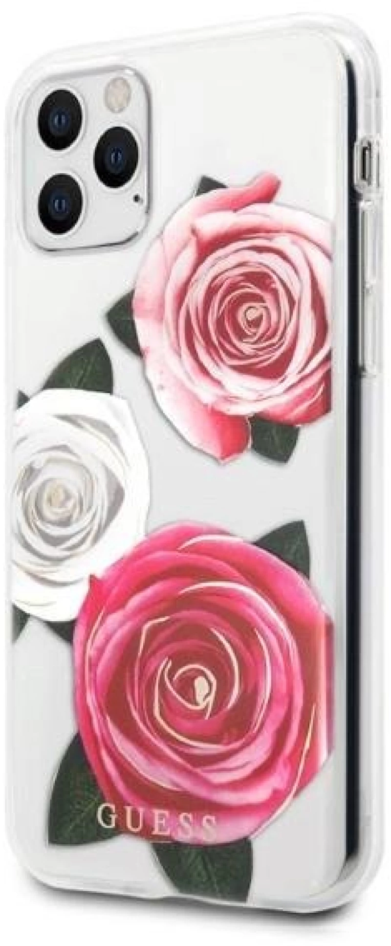 Guess GUHCN58ROSTRT iPhone 11 Pro transparent hardcase Flower Desire Pink & White Rose