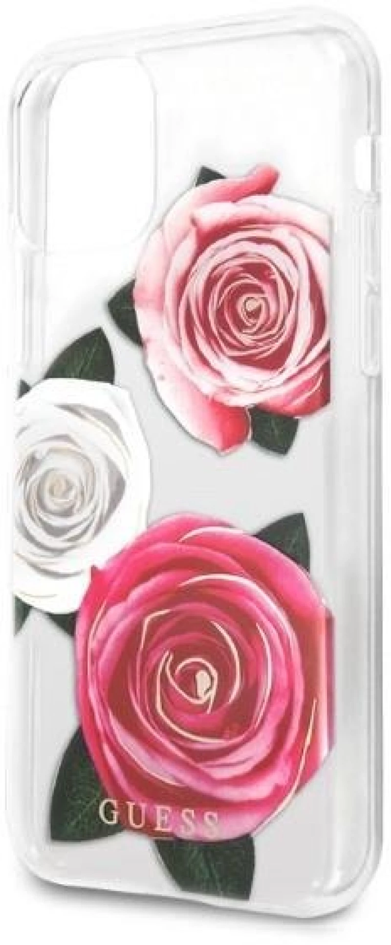 Guess GUHCN58ROSTRT iPhone 11 Pro transparent hardcase Flower Desire Pink & White Rose
