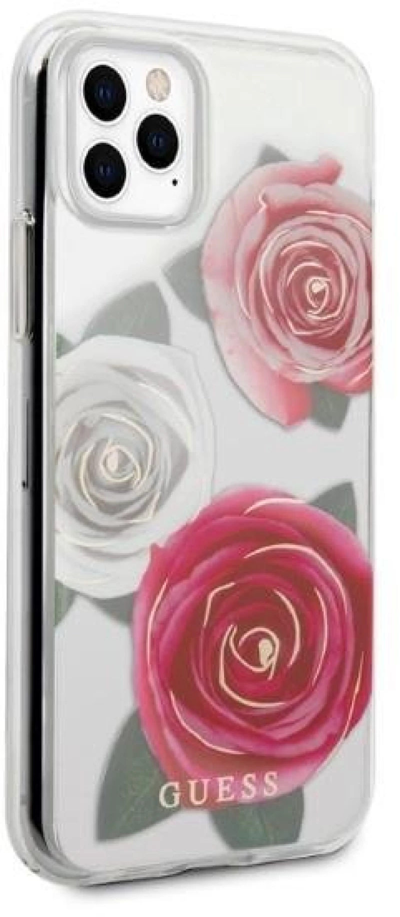 Guess GUHCN58ROSTRT iPhone 11 Pro transparent hardcase Flower Desire Pink & White Rose