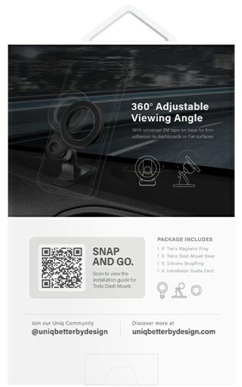 Uniq Trelix Car magnetic dashboard holder - black