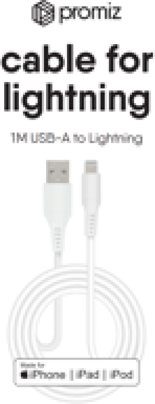 Promiz (PZ-30049) MFI Lightning Cable, White - USB to Lightning 1m