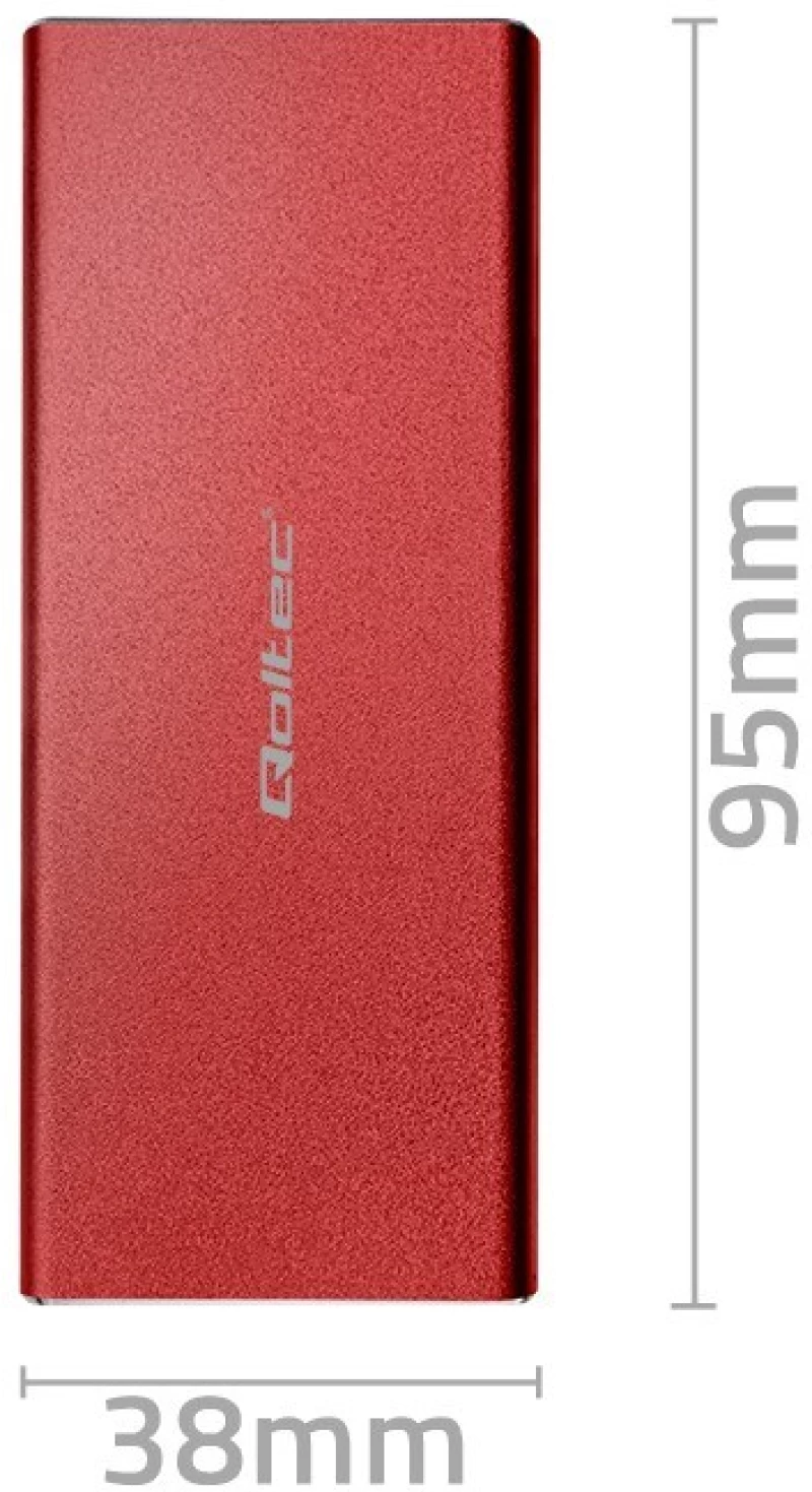 Qoltec 51831 Enclosure | M.2 SSD drive | SATA | NGFF| USB 3.0 | Super speed 5Gb/s | 2TB | Red