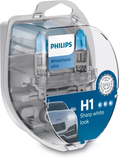 PHILIPS H1 12V 55W White Vision Ultra έως 4000K και 60% Περισσ. Φως 12258WVUSM