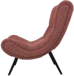 Πολυθρόνα με υποπόδιο Silla pakoworld μπουκλέ ύφασμα σε σάπιο μήλο απόχρωση 97x80x100εκ