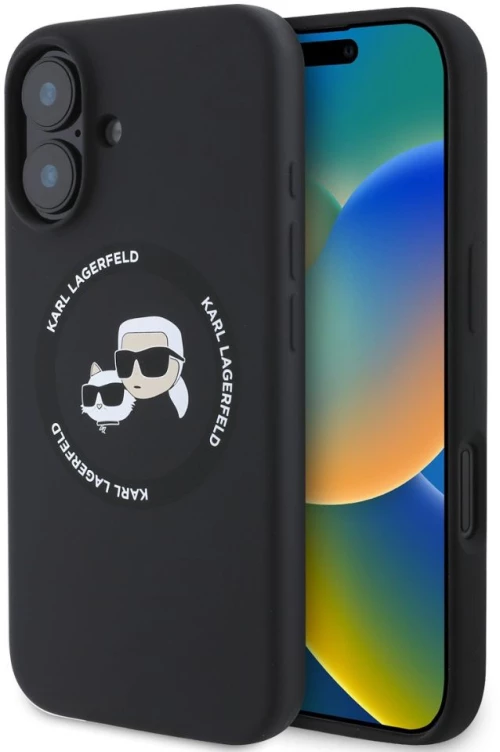 Karl Lagerfeld Θήκη Silicone MagSafe iPhone 16 Karl Choupette Head Black