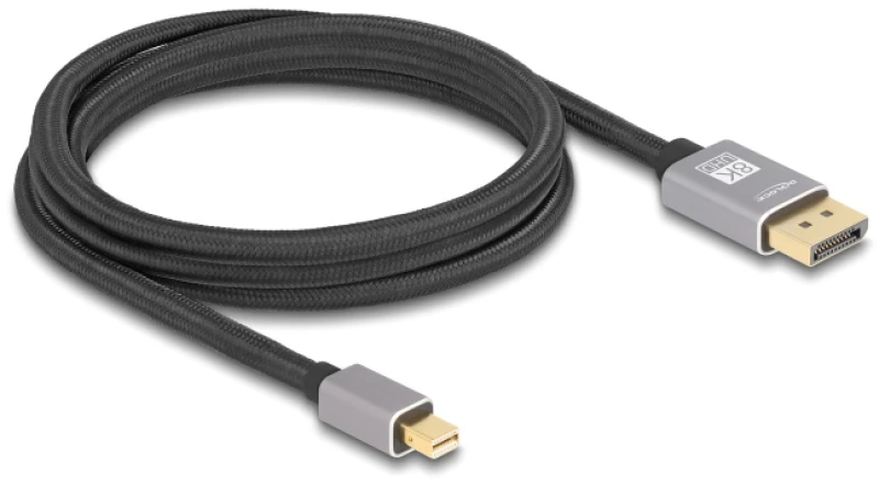 DELOCK καλώδιο mini DisplayPort σε DisplayPort 81092, 8K/60Hz, 32.4 Gbps, 2m, μαύρο