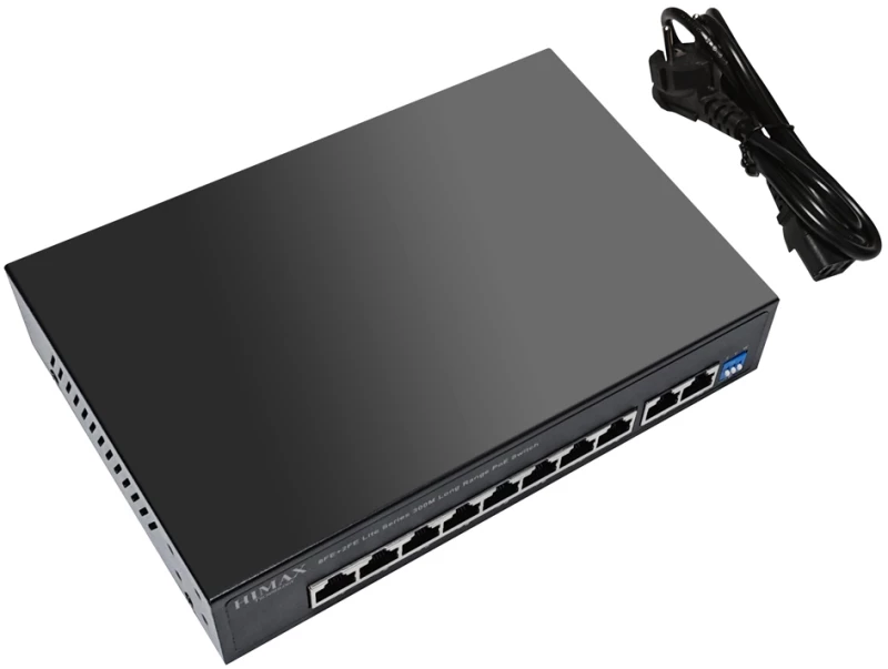 HIMAX PoE switch PS1802E-L, 8x Ethernet PoE & 2x Ethernet θύρες, έως 100Mbps