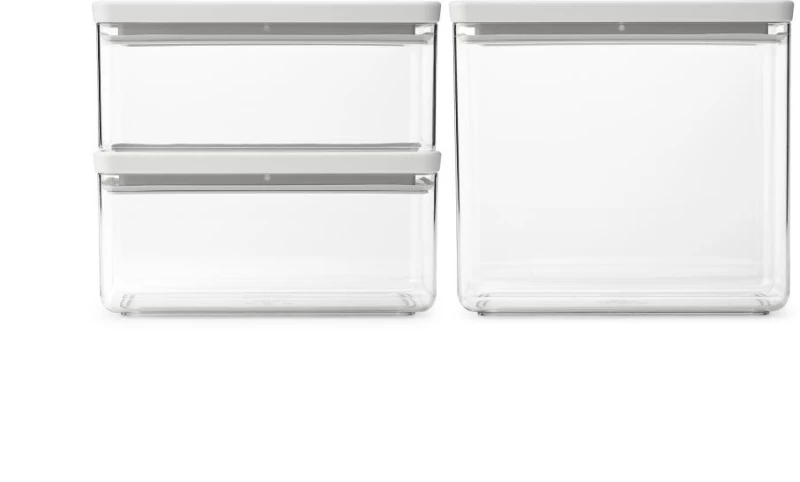 Brabantia 1008882 Σετ κουτιών αποθήκευσης προϊόντων Tasty+ Stackable 2x1.5L+1x3.5L Light Grey