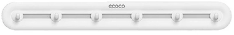 ECOCO κρεμάστρα μπάνιου/κουζίνας E23154 με 6 γάντζους, 3.8x5x40cm, λευκή