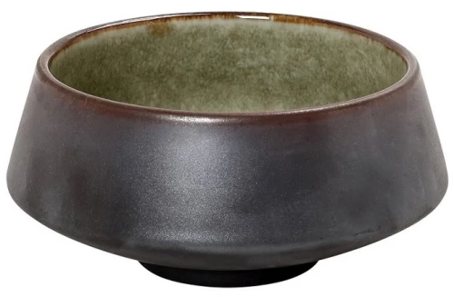 Pebble μπωλ κωνικό καφέ με πράσινο σετ δύο τεμαχίων από πορσελάνη 15x7 εκ