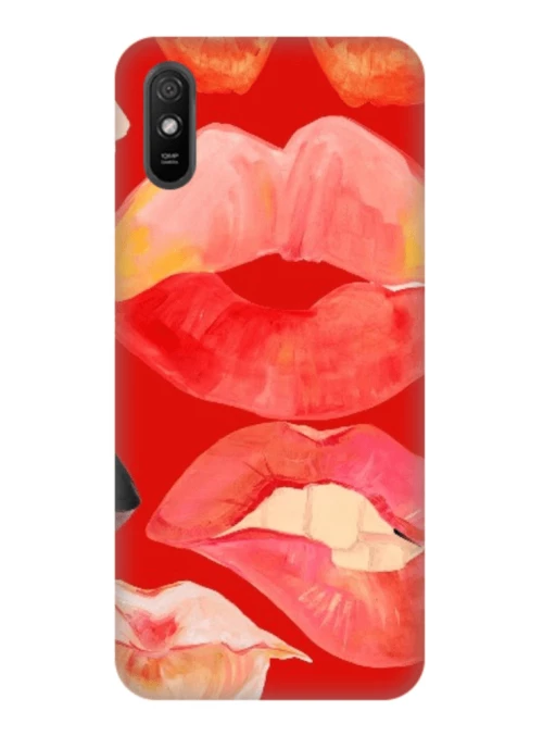 Lips Silicone case for Xiaomi Redmi 9A red