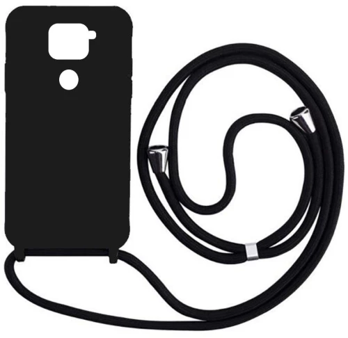 Cord Silicone back cover Case με κορδόνι για Xiaomi Redmi Note 9 black*