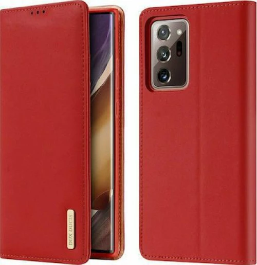 DUX DUCIS Wish Genuine Leather Bookcase type θήκη για Samsung Galaxy Note 20 Ultra red