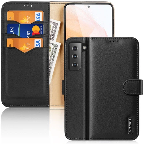 Dux Ducis Hivo Genuine Leather Bookcase type case Θήκη για Samsung Galaxy S21 5G black*