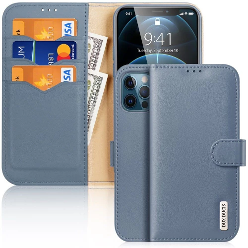 Dux Ducis Hivo Genuine Leather Bookcase type case Θήκη για iPhone 12 Pro Max blue*