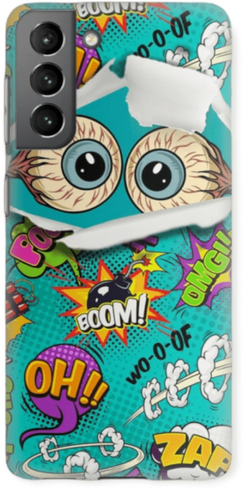 Comic Eyes Silicone case Θήκη για Samsung Galaxy S21 green
