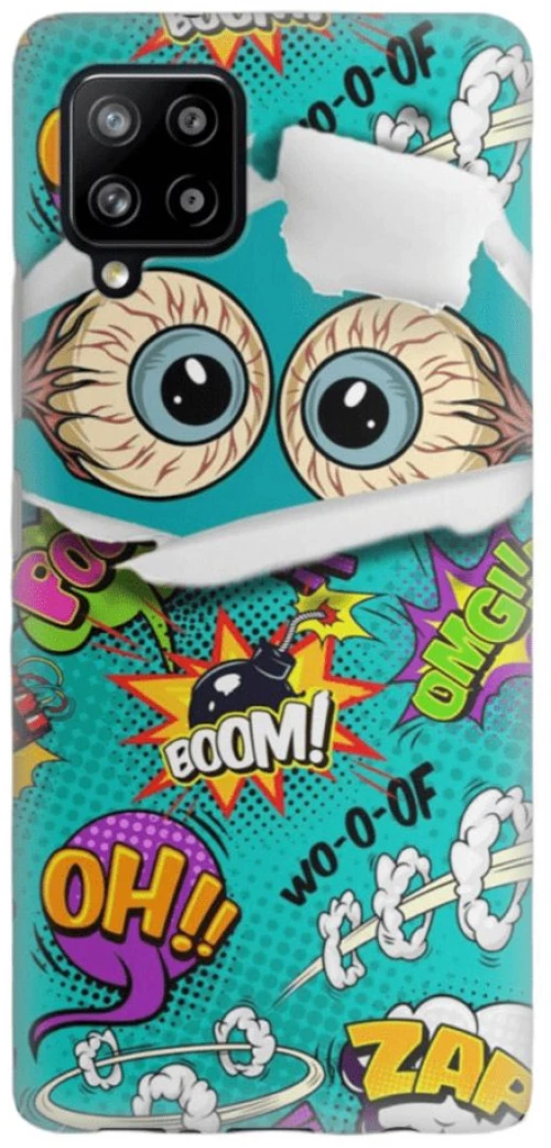 Comic Eyes Silicone case Θήκη για Samsung Galaxy A12 green