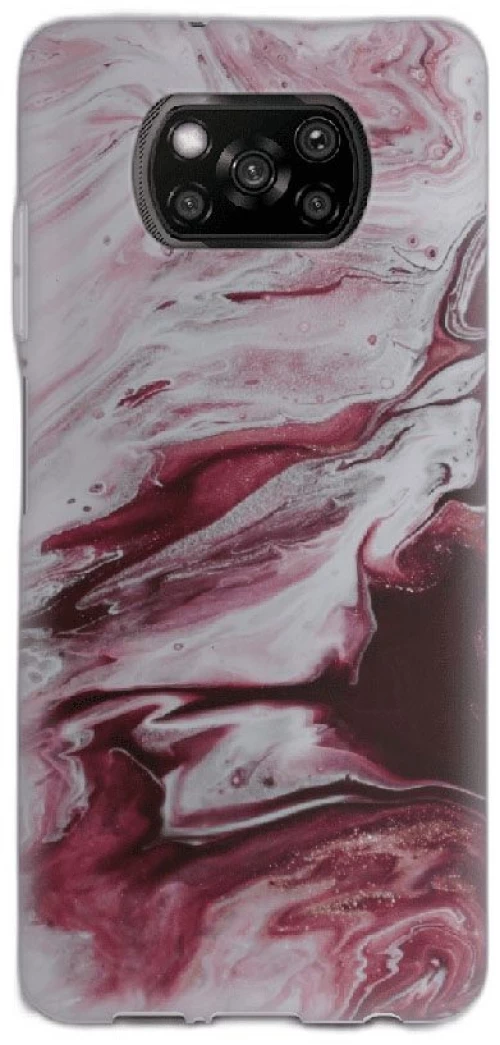 Marble Silicone case Θήκη για Xiaomi Poco X3 / X3 Pro red-white