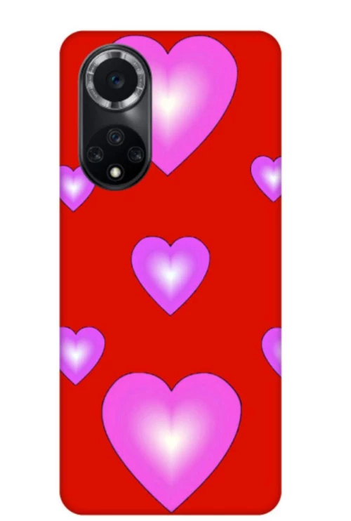Glossy Hearts Custom Silicone case for Honor 50 / Nova 9 red-purple