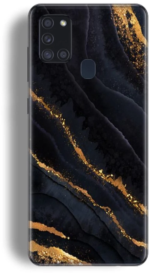 Marble Silicone case Θήκη για Samsung Galaxy A21S black-gold