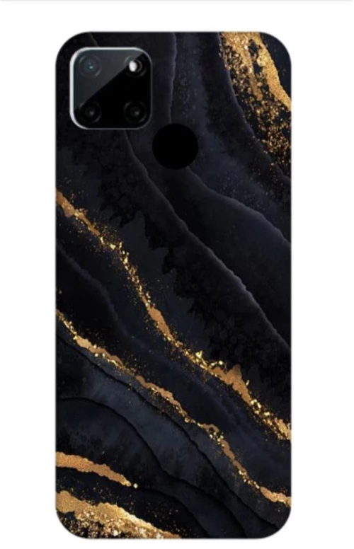 Glossy Marble Custom Silicone case Θήκη για Realme C21 black-gold