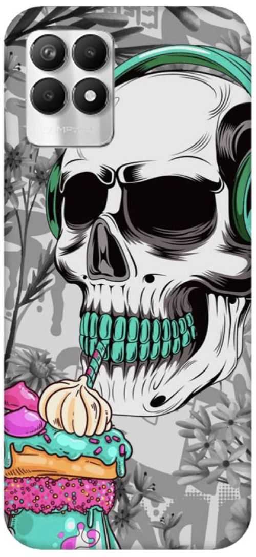 Glossy Skull Custom Silicone case Θήκη για Realme 8i white