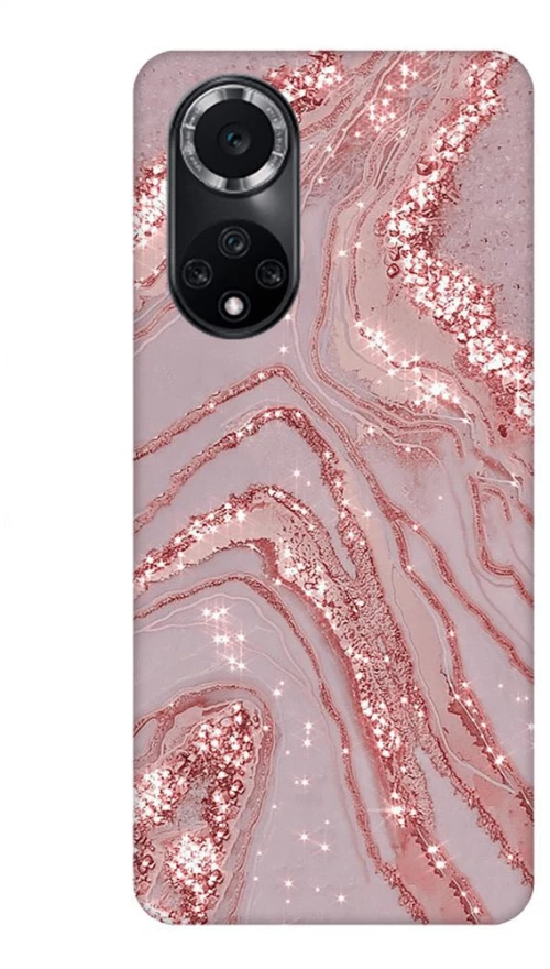 Glossy Marble Custom Silicone case for Honor 50 / Nova 9 pink