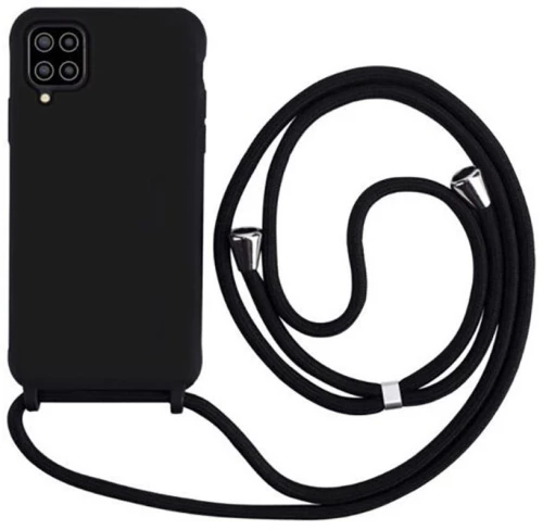 Cord Silicone back Case με κορδόνι για Samsung Galaxy A22 4G black*