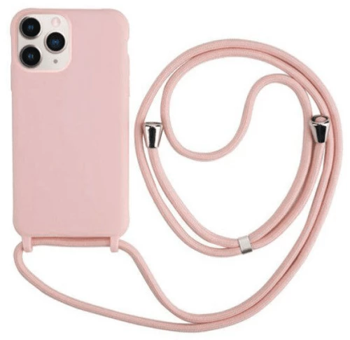 Cord Silicone back cover Case με κορδόνι για Iphone 13 Pro Max nude*