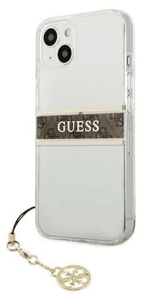 Guess GUHCP13LKB4GBR iPhone 13 6.1 "Transparent hardcase 4G Brown Strap Charm*