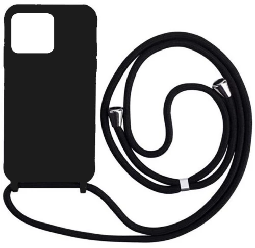 Cord Silicone back cover Case με κορδόνι Θήκη για Iphone 14 Pro black*