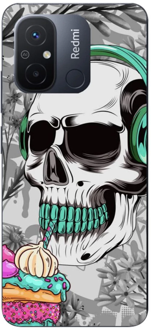 Skull Silicone case Θήκη για Xiaomi Redmi 12C white