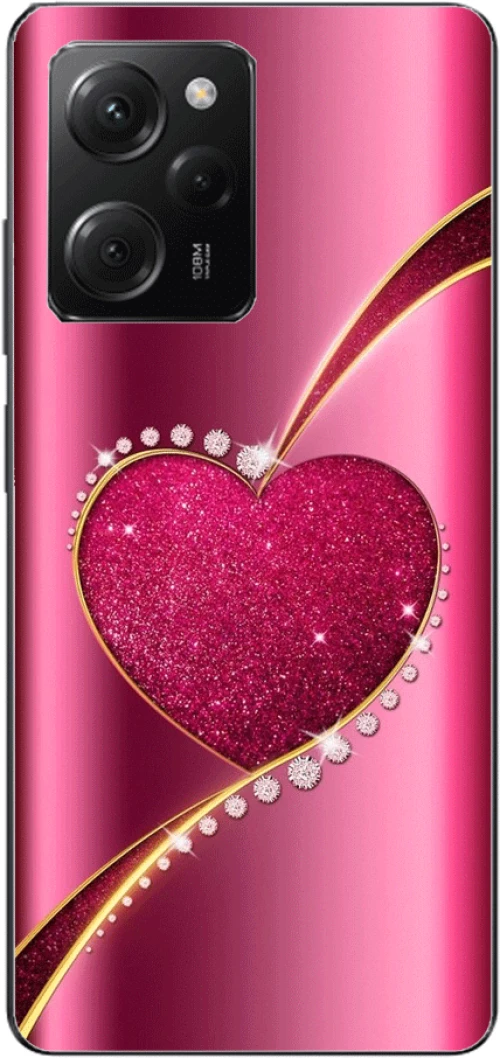 Shining Heart Silicone Case θήκη για Xiaomi Poco X5 Pro pink