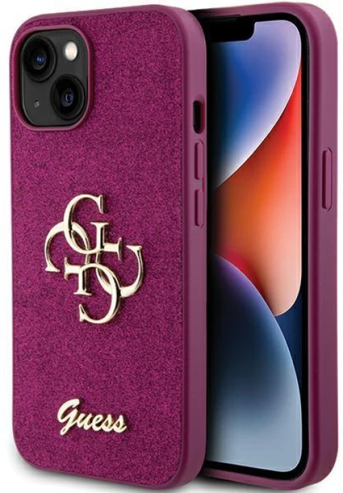 Guess Glitter Script Big 4G θηκη για iPhone 15 purple