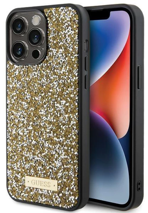Guess Rhinestone Metal Logo θηκη για iPhone 15 Pro yellow