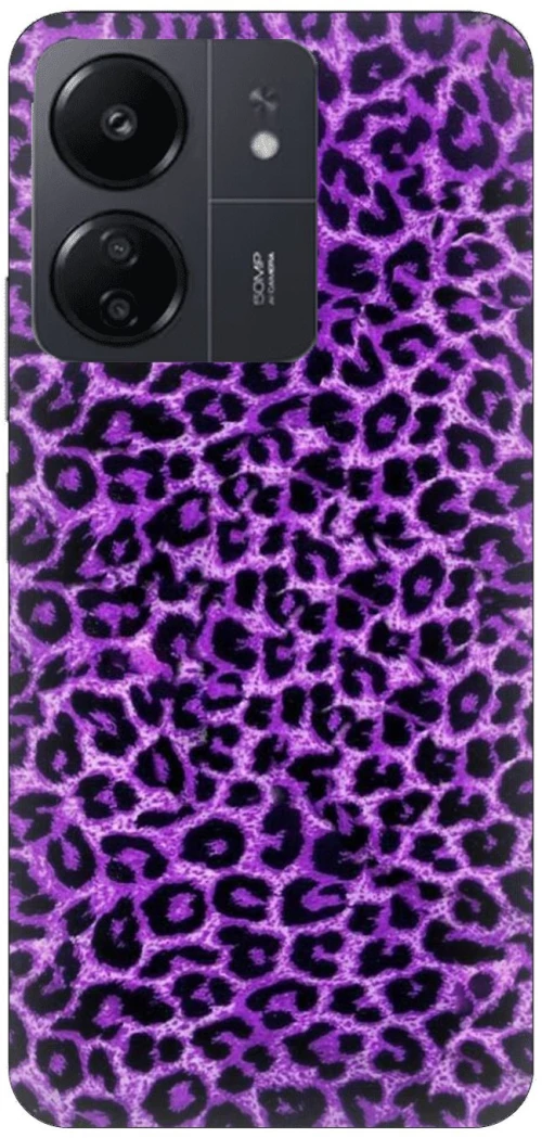 Animal Print Leopard Purple Silicone Case θήκη για Xiaomi Redmi 13C 5G