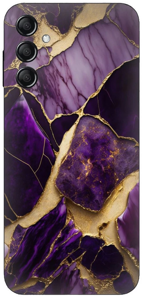 Marble Black-Purple Silicone Case θήκη για Samsung Galaxy M34 5G