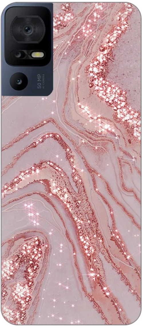 Marble Pink Silicone Case θήκη για TCL 40 SE 4G