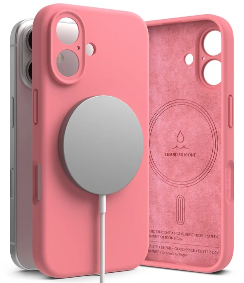 RINGKE SILICONE MAGNETIC MAGSAFE ΘΗΚΗ ΓΙΑ IPHONE 16 PINK